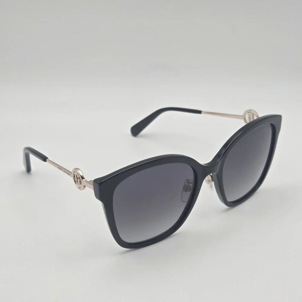 Women's Marc Jacobs MARC 690/G/S Black Frame Cat-Eye Sunglasses W/ Gold Accents